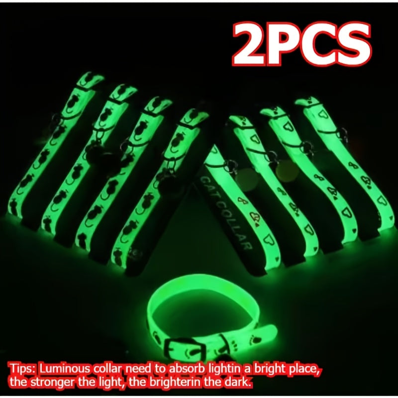 2pcs 1pc random color collar bell luminous night