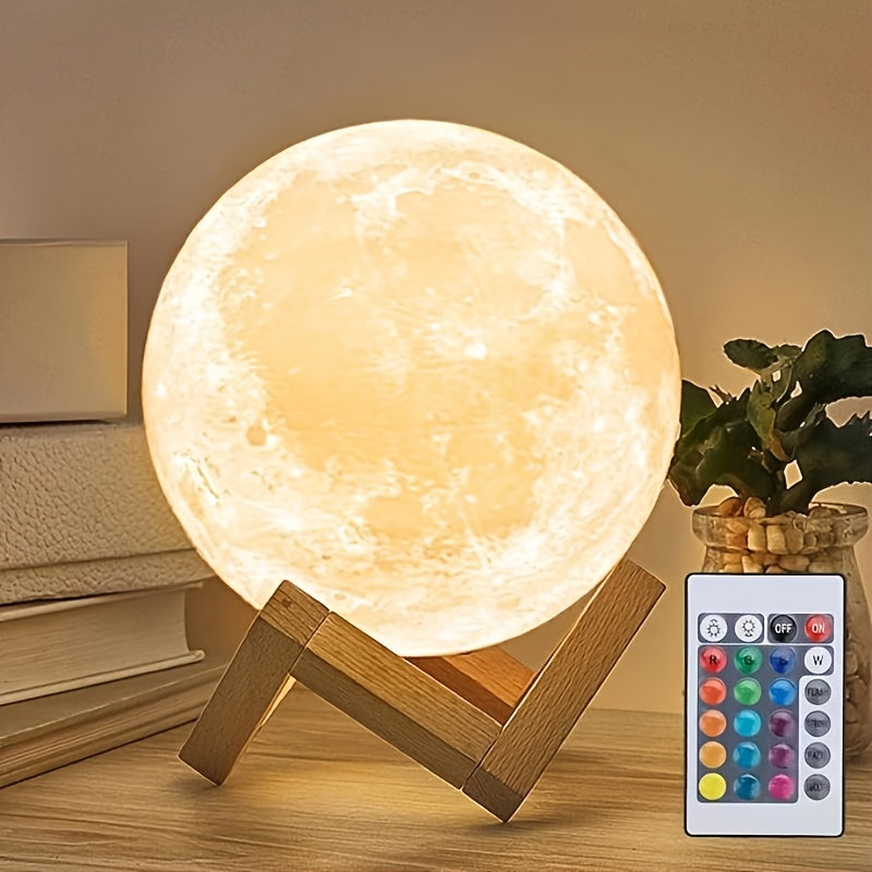 16 color rgbw lamp remote control wooden stand 3d