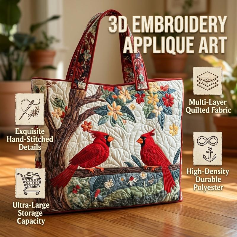 womens red bird 3d printed quilted