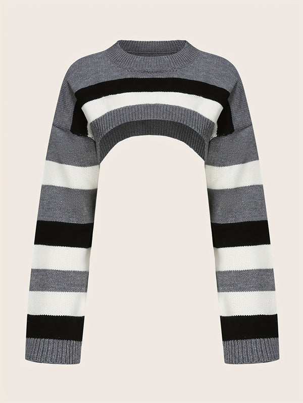 y2k oversized striped sweater relaxed fit short cropped