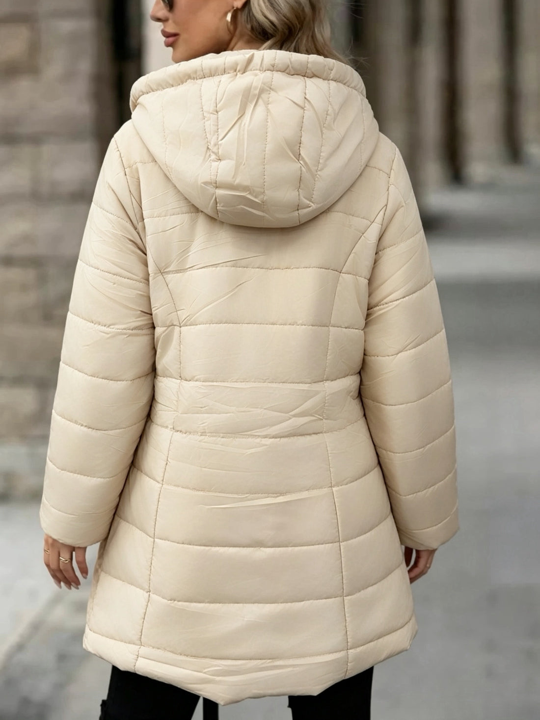 winter new length fleece lined warm loose womens hooded
