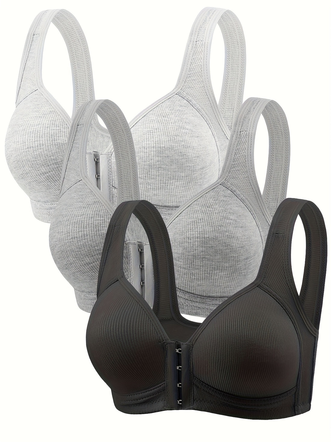 3 pack a womens bra without underwire front closure design