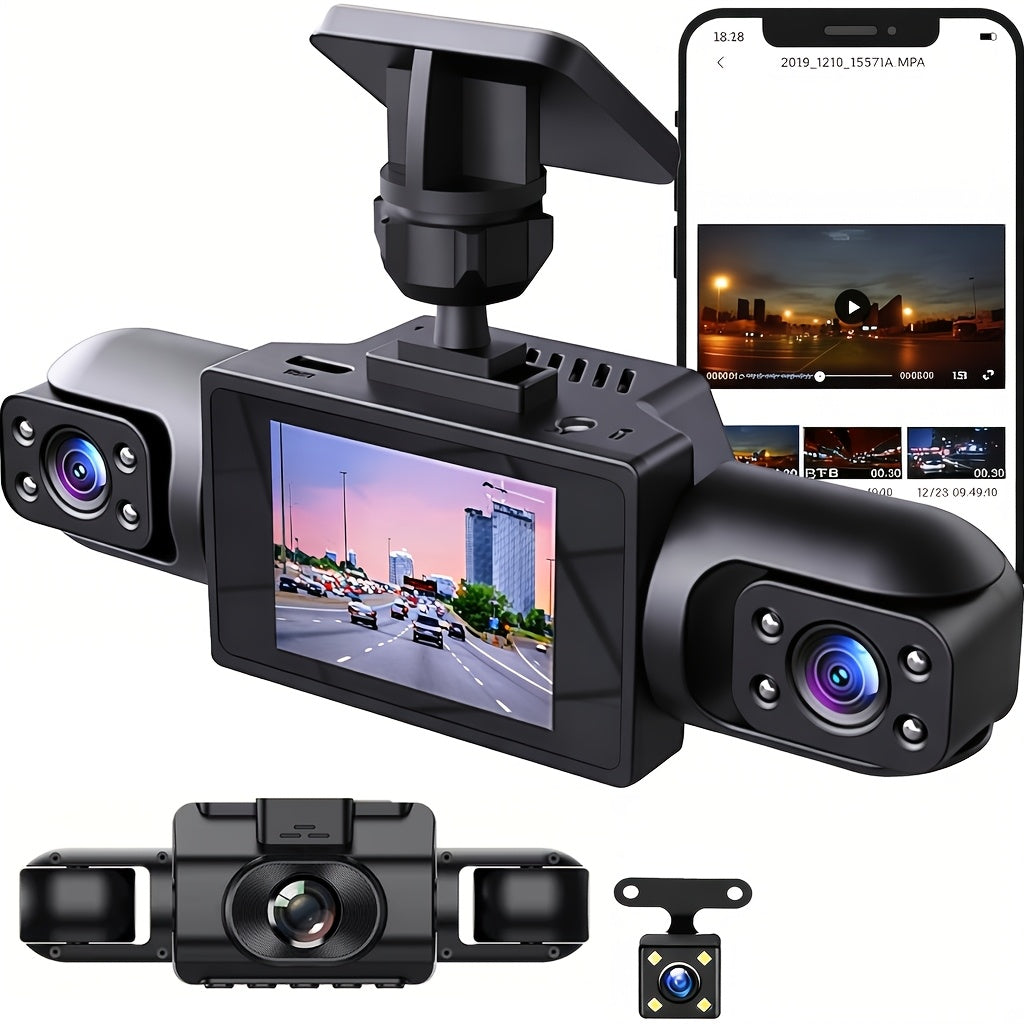 multi angle dash cam four lenses front rear 1080p