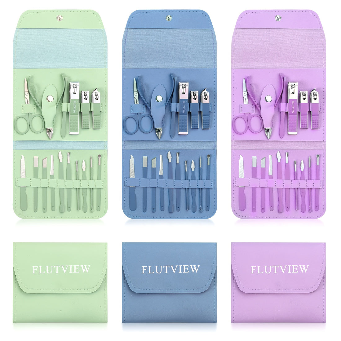 1 set 16 premium stainless steel nail clippers