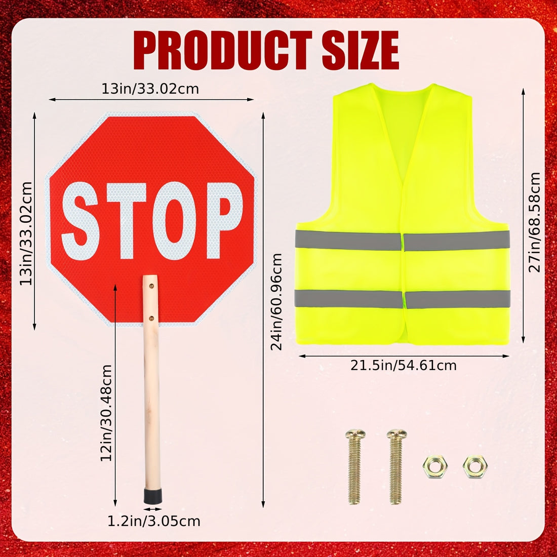 stop slow sign vest set 13 x 13 crossing