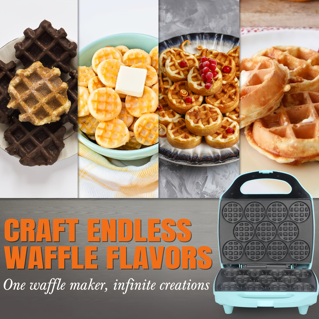 11 x 2 size waffle maker mini belgian waffle machine