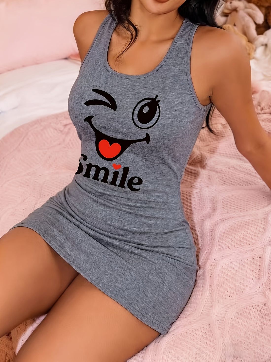 womens print nightdress sleeveless