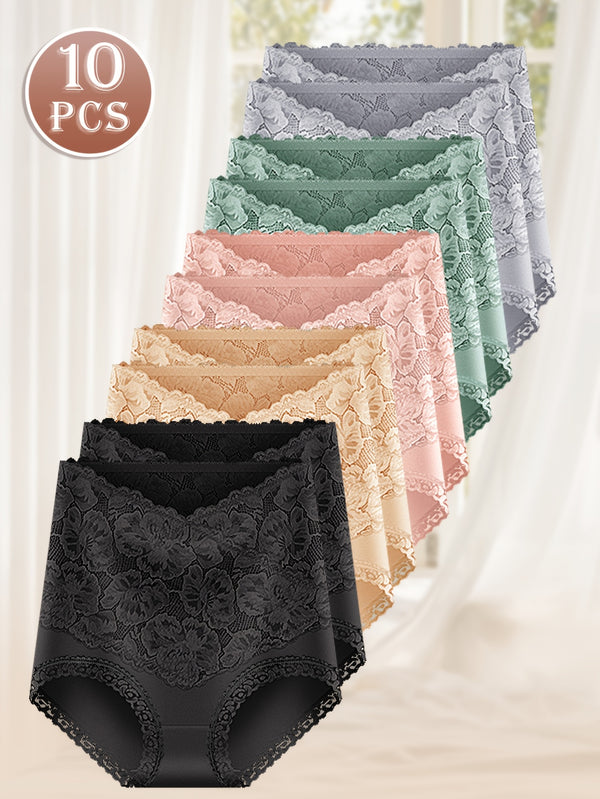 10pack elegant lace panties high waisted tummy