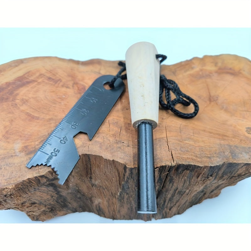 wood handle large flint wild survival fire