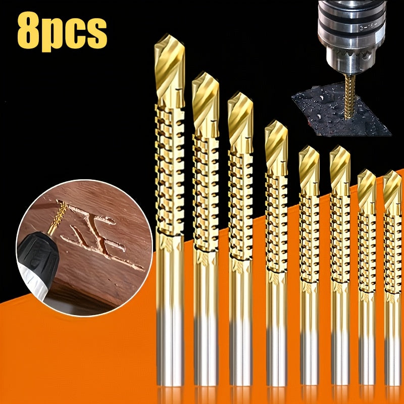 8pcs coated high sawtooth drill bit multi