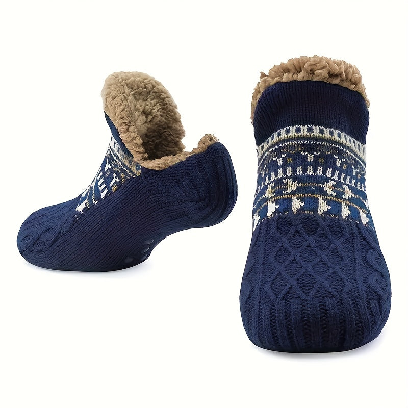 1 pair sherpa mens comfortable shoes warm non slip