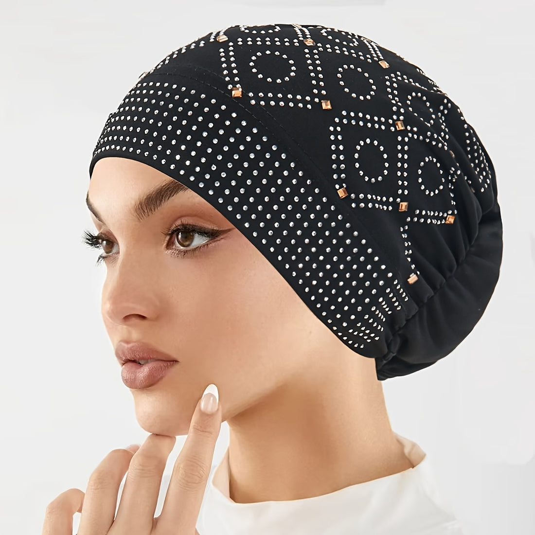 womens fashionable encrusted headscarf hat hat