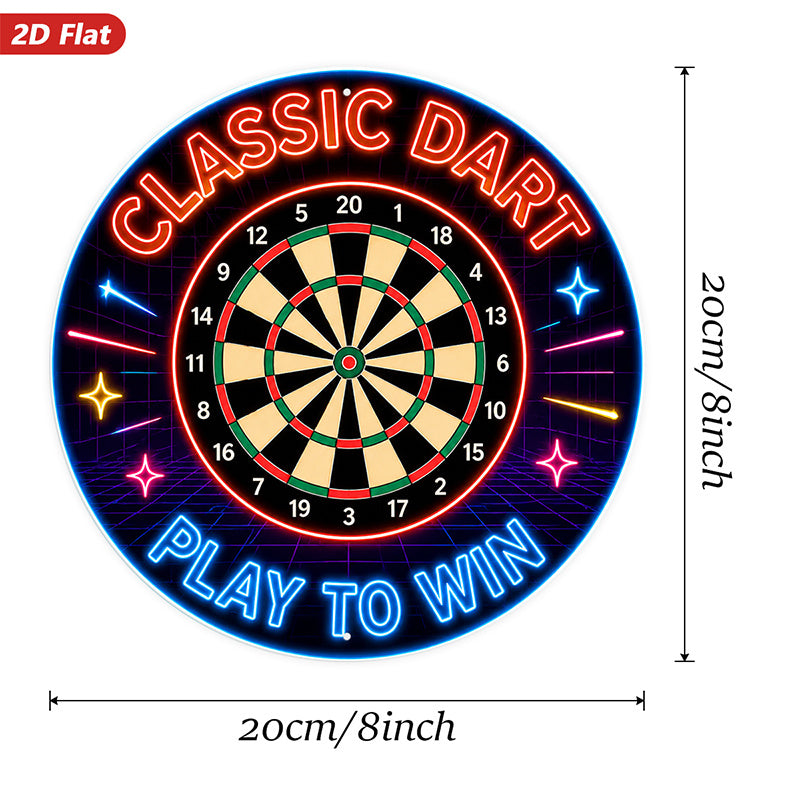 2d flat 1pc retro game wall sign round dartboard