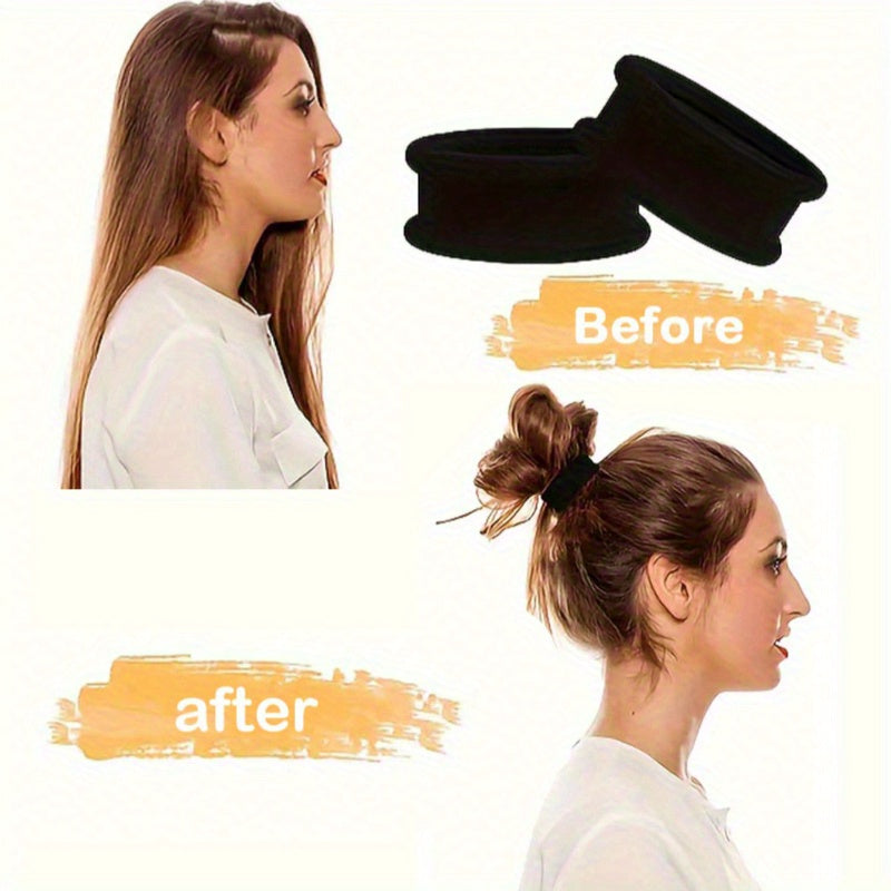 12pcs high elastic seamless black basic hair tie