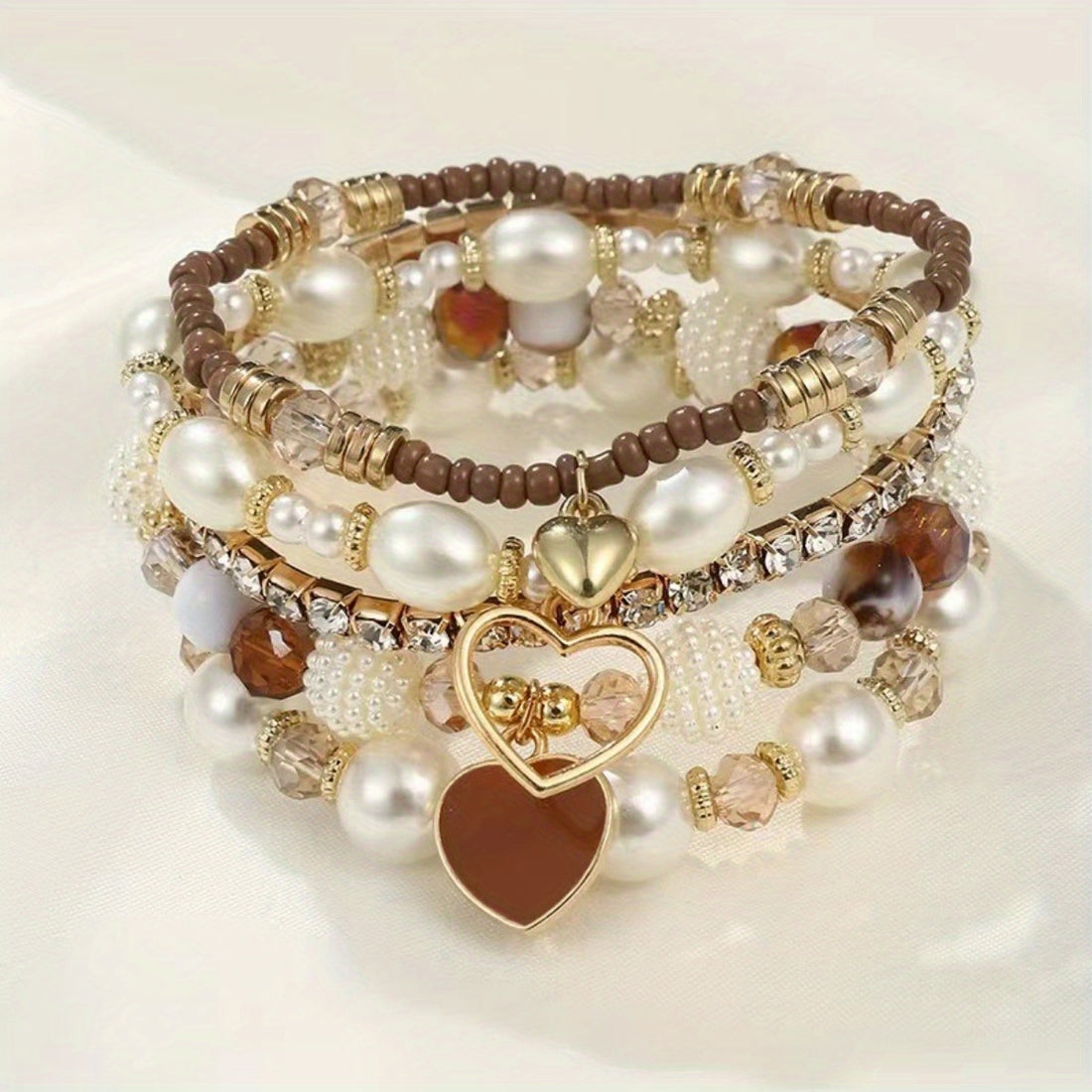 5pcs bracelet pearl handmade beading bohemian fashion