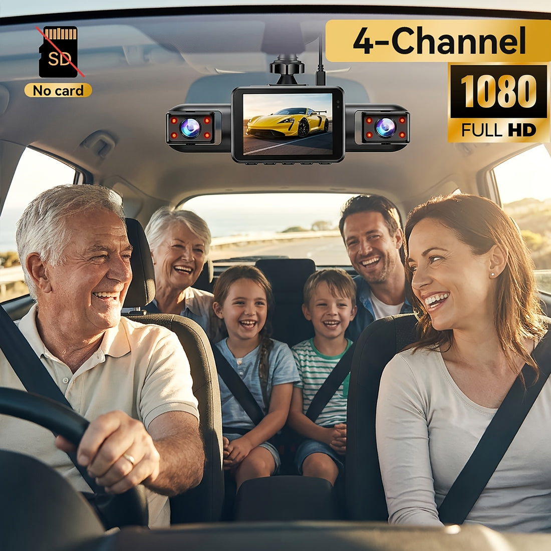 multi angle dash cam four lenses front rear 1080p
