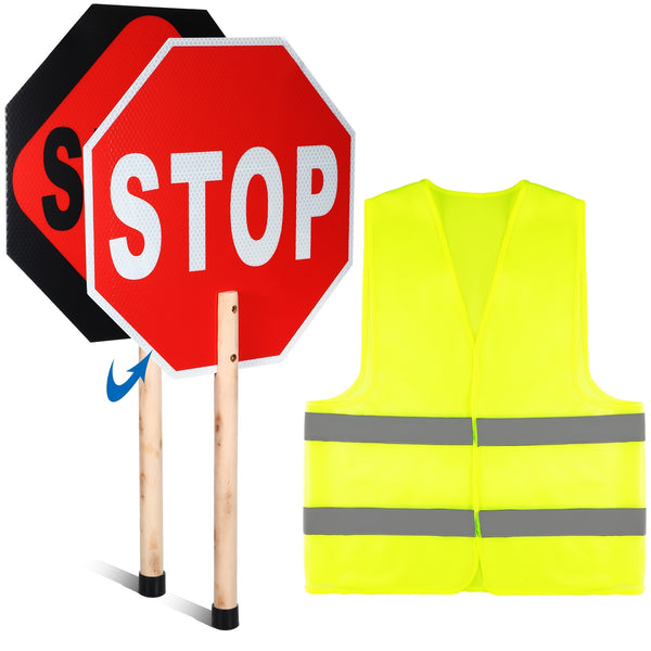 stop slow sign vest set 13 x 13 crossing