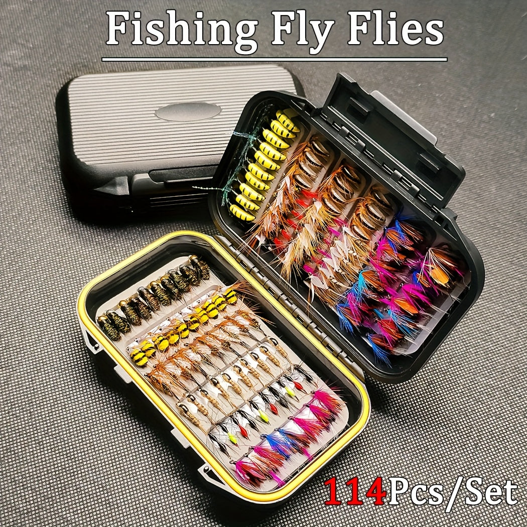 114pcs fly set plastic assortment nymph