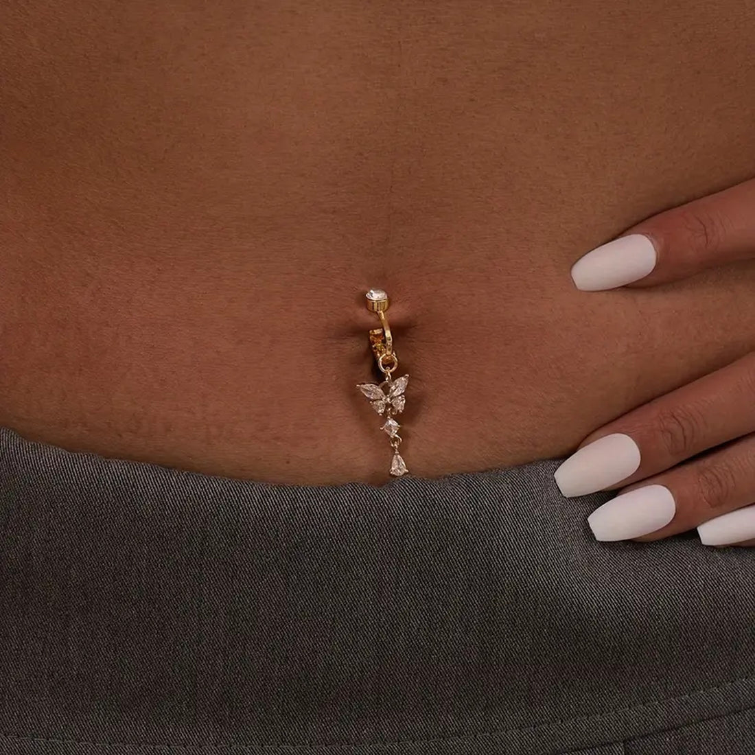 womens tassel fashion belly button clip no
