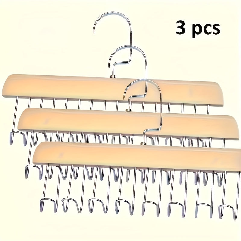 set 3 wooden bra hooks designed