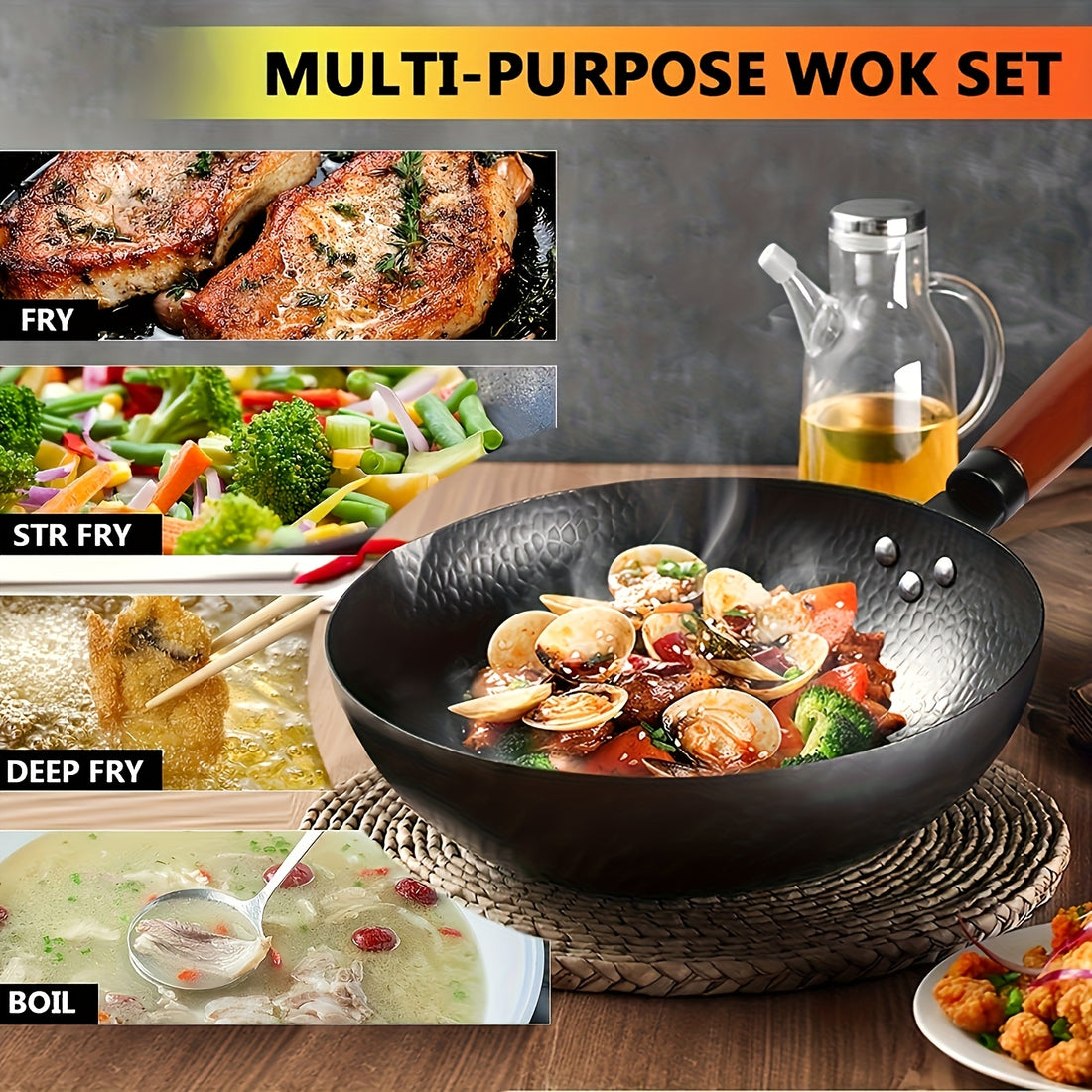 wok frying pan wok set nonstick 12 6 inch pan 13