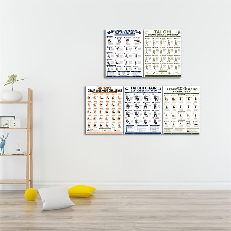 5 workout posters 8x10 exercises tai