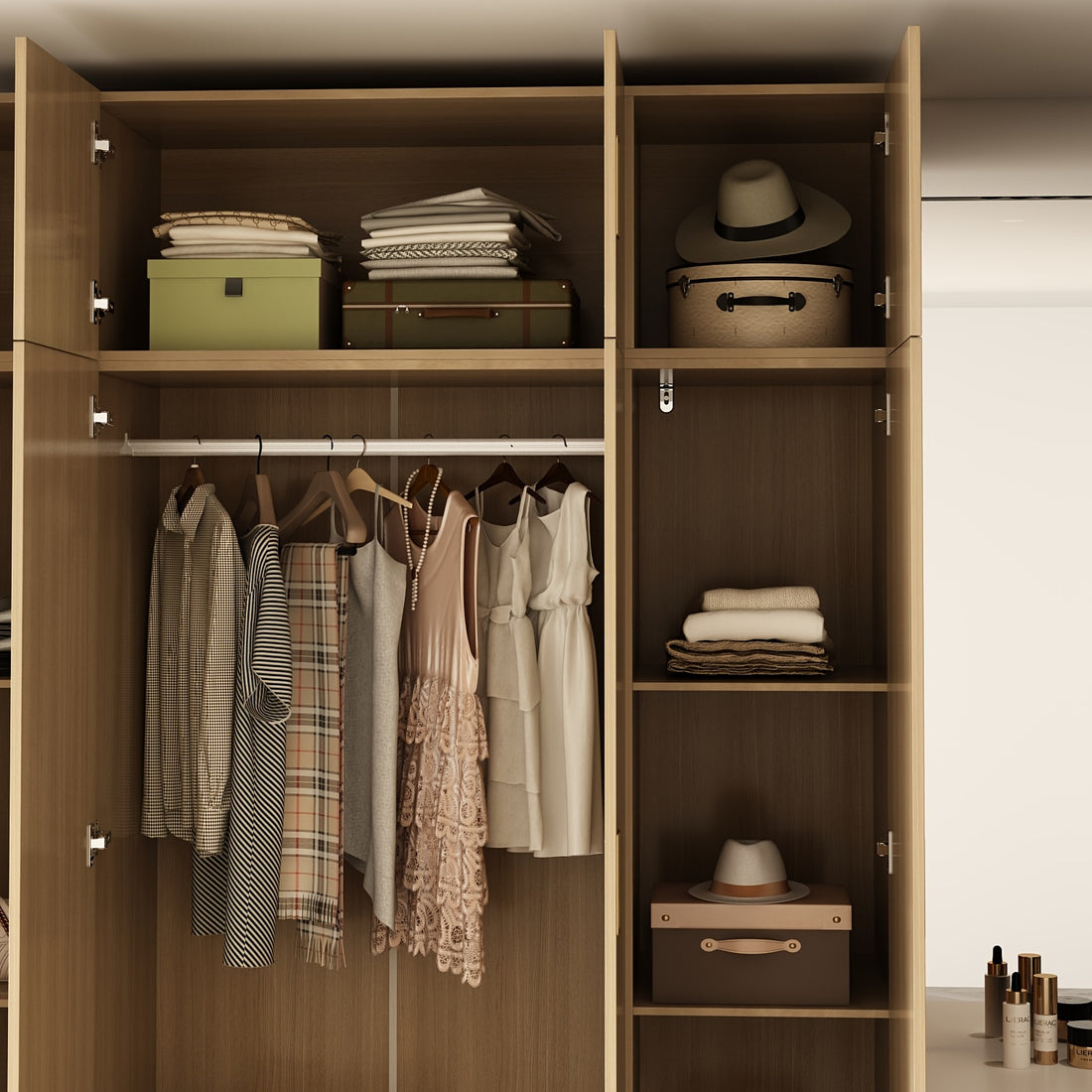 modern 4 door wardrobe closet 2 drawers cubic