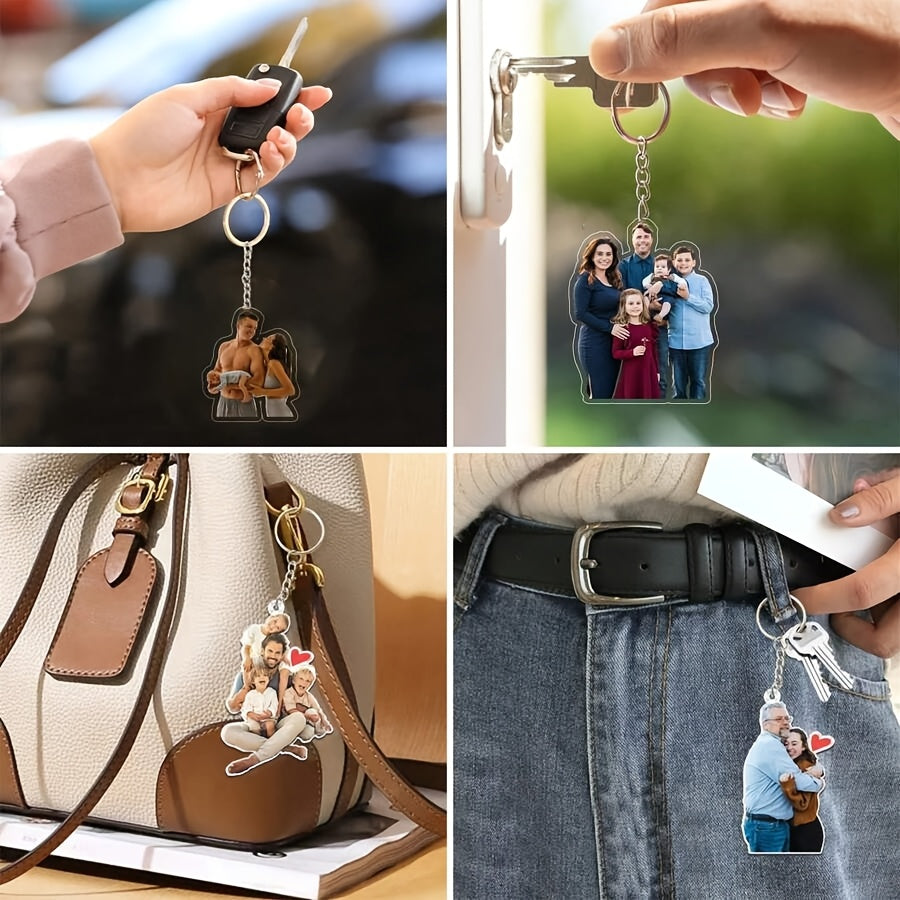 1 photo text keychain
