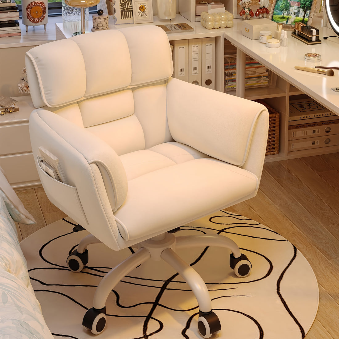 vanity chair material back modern