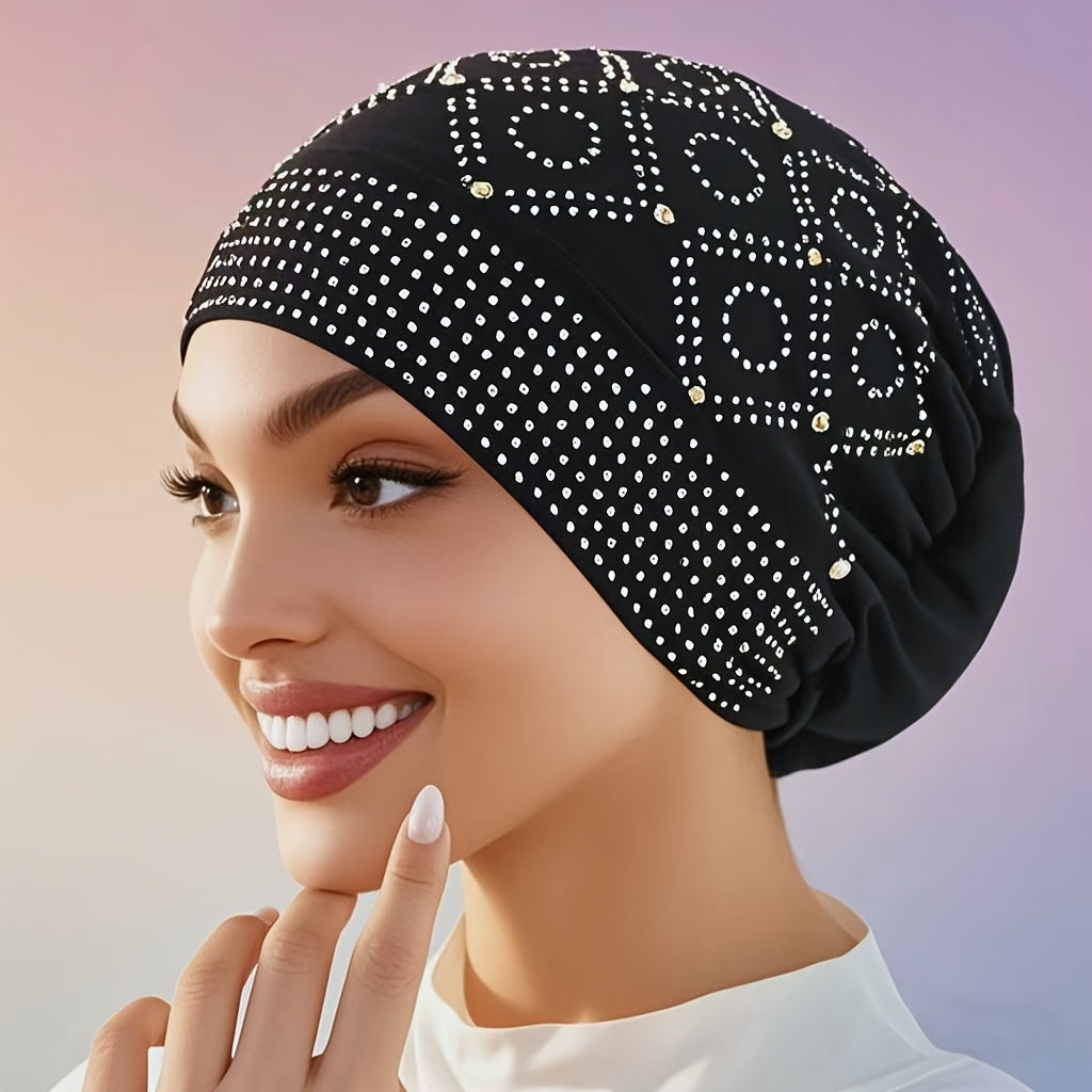 womens fashionable encrusted headscarf hat hat