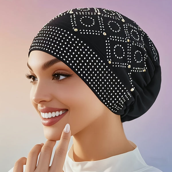 womens fashionable encrusted headscarf hat hat