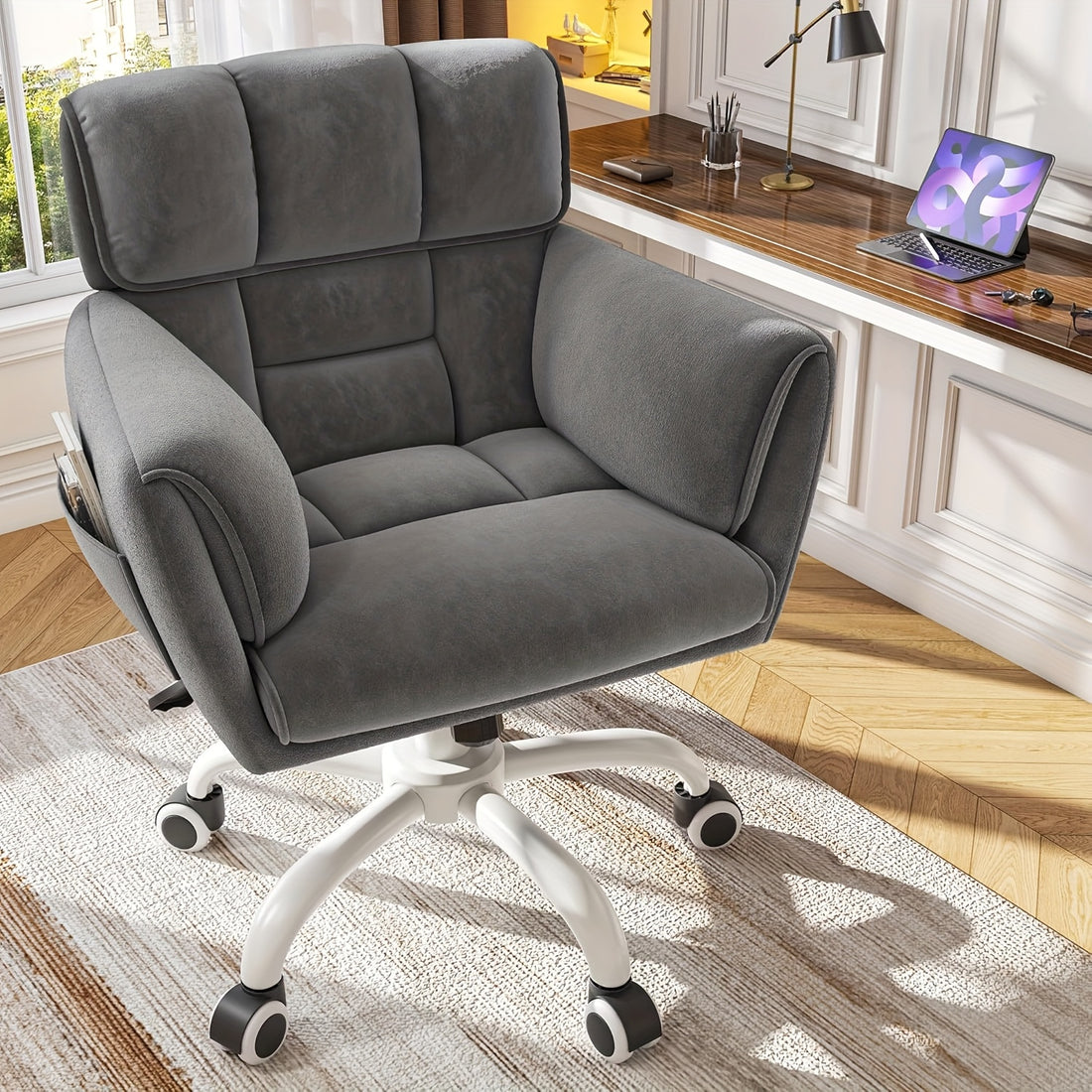 vanity chair material back modern