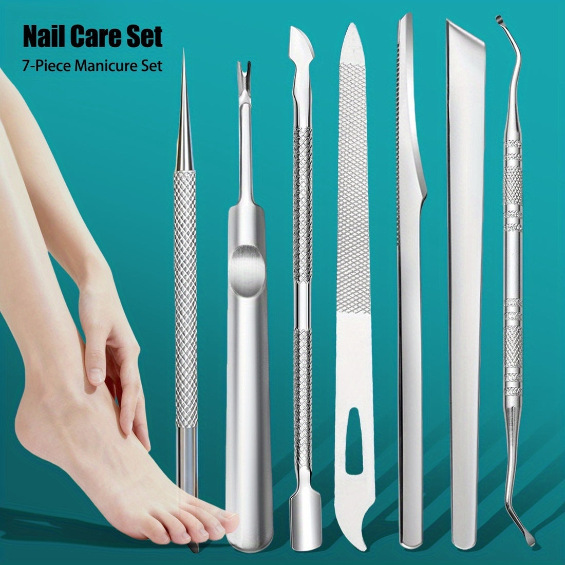 7pcs cuticle tool set cuticle fork blackhead