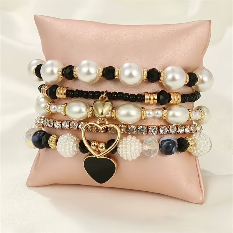 5pcs bracelet pearl handmade beading bohemian fashion