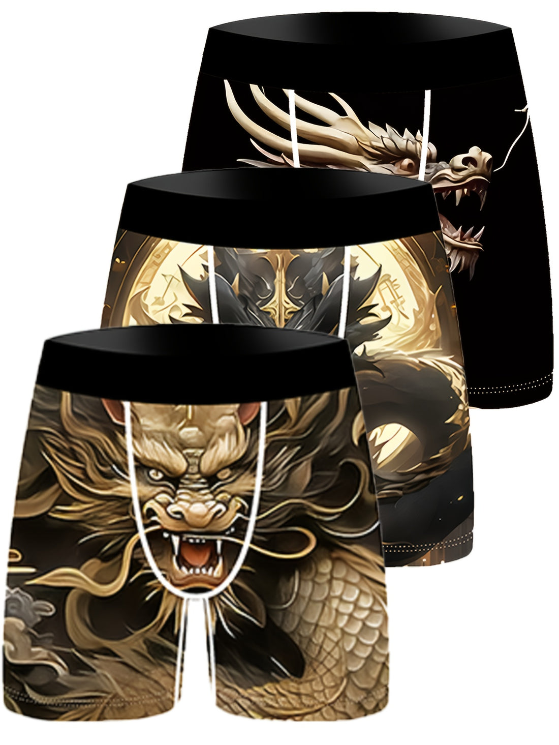 3pcs dragon cartoon mens underwear knitted