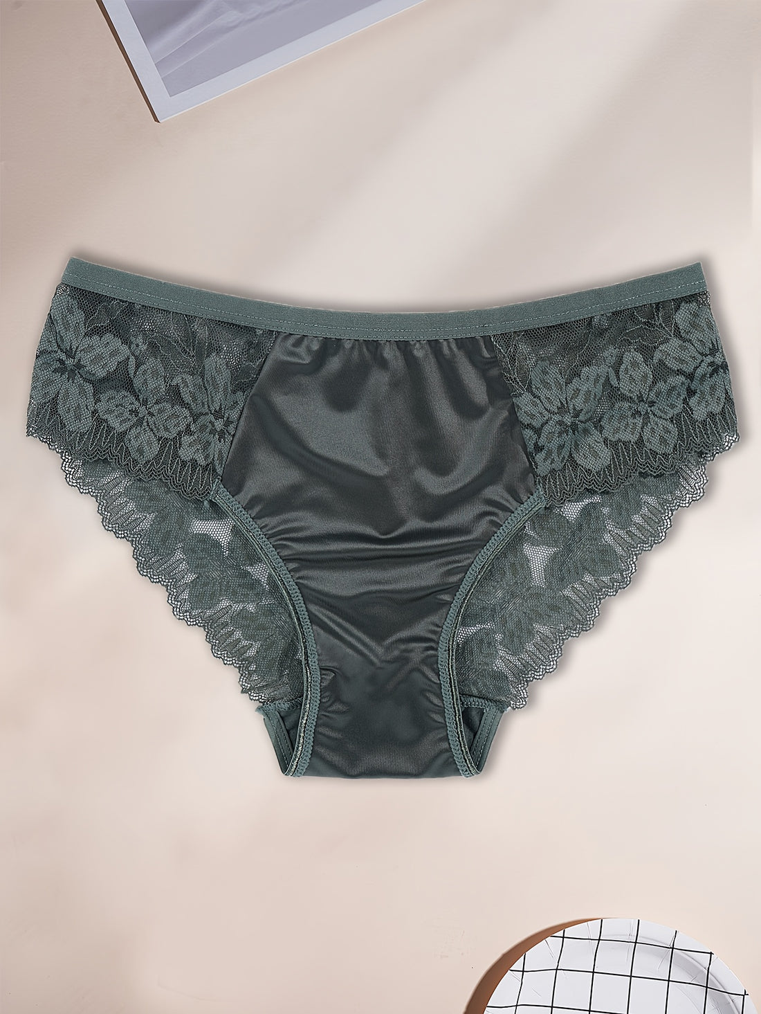 3pcs solid color fabric floral contrast lace