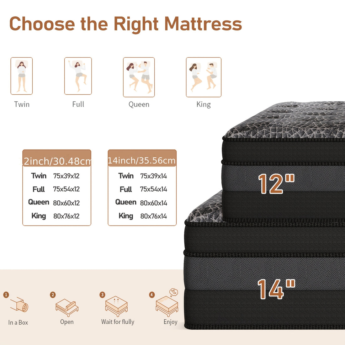 12 14 inch king size mattress full size