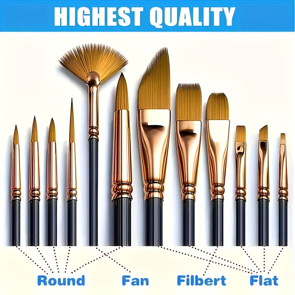 12pcs paintbrush oil painting watercolor
