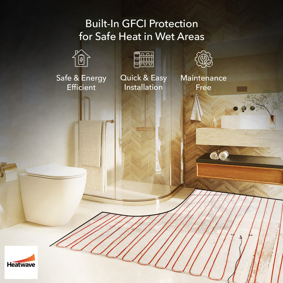 0.25 W 240 Volt Underfloor Heating System Kit with Programmable Thermostat