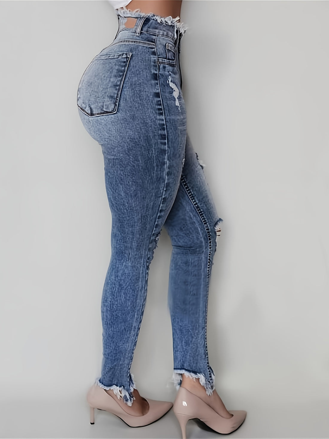 womens fashion irregular ripped jeans womens     jeans