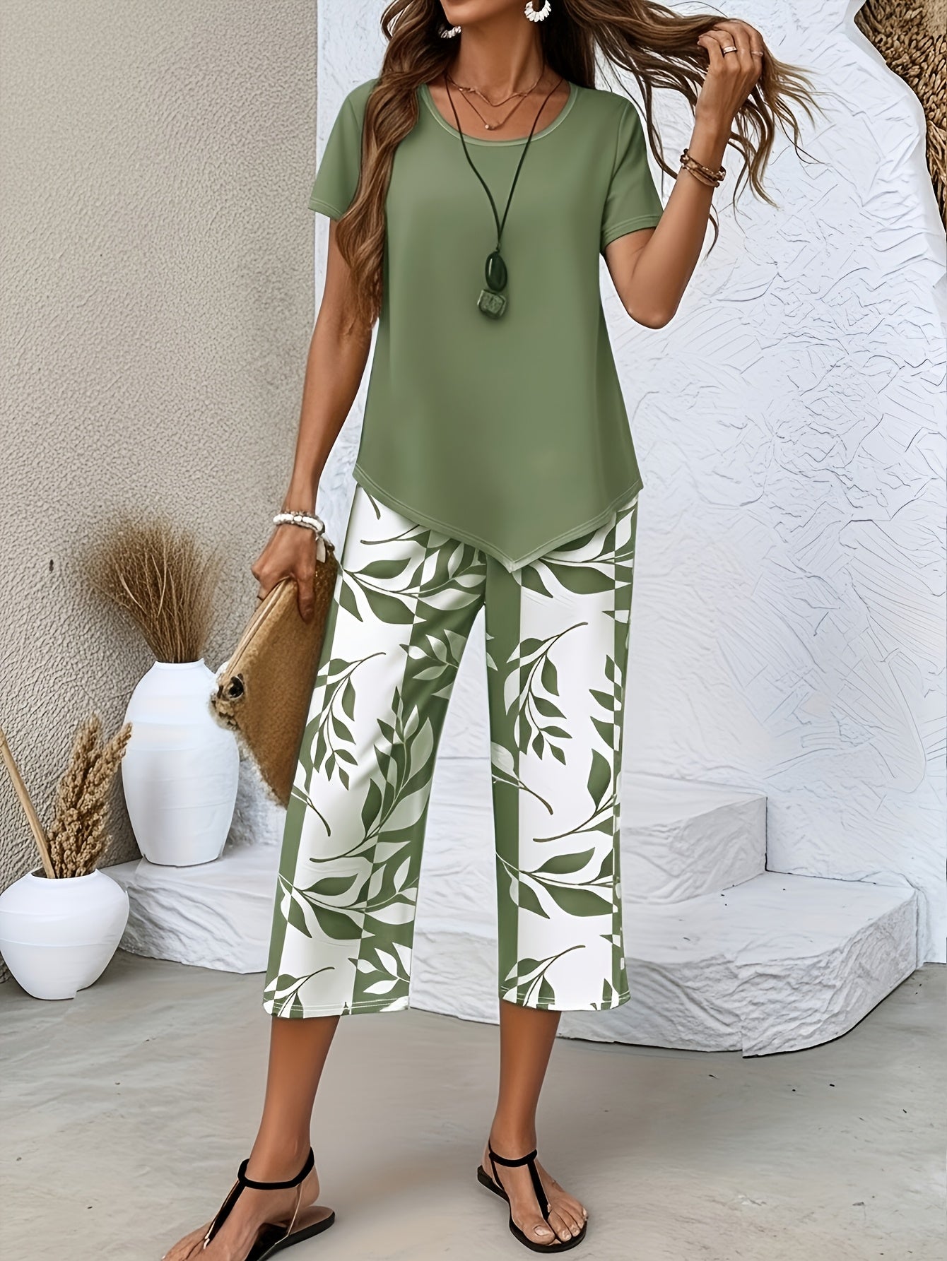 relaxed womens leisurewear ensemble featuring   pattern