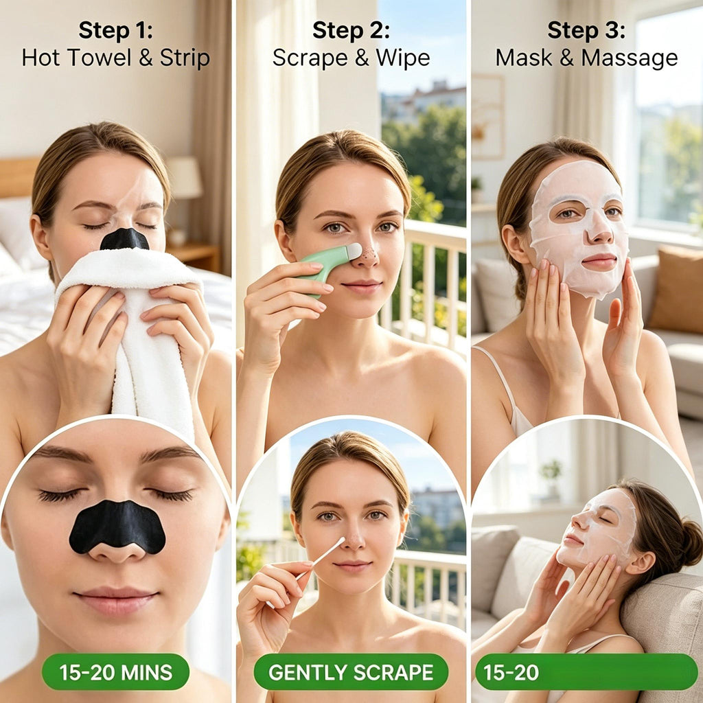 1 manual blackhead remover 3pcs compressed cleaning towels a