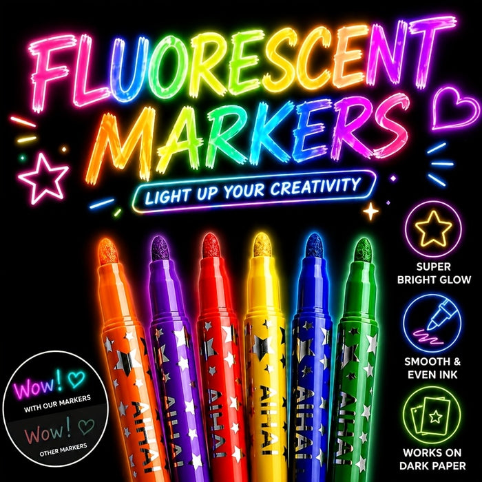 glow in dark highlighters 3 pack neon pattern markers