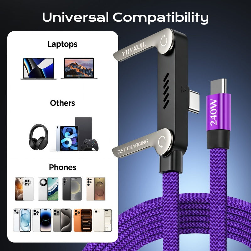240w fast charging folding data cable built in bracket type