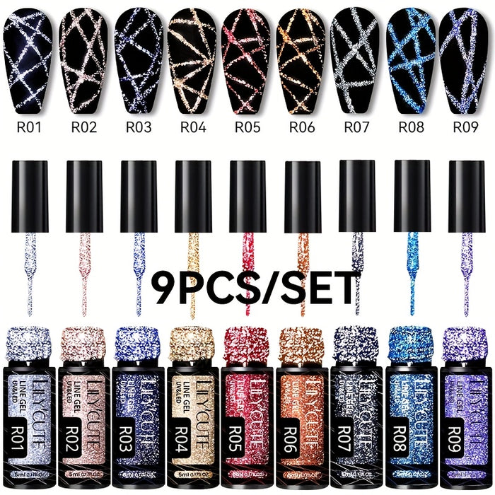 9pcs set reflective   gel nail polish