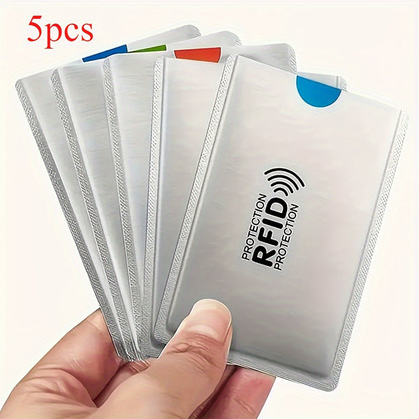 set 5 rfid blocking credit card protectors geometric pattern