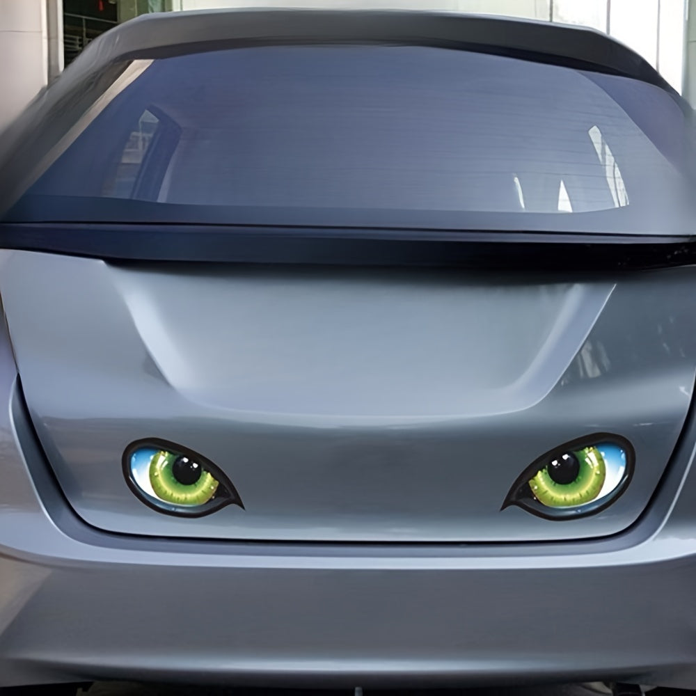 a pair vibrant vehicle stickers a bright 3d green cat eye