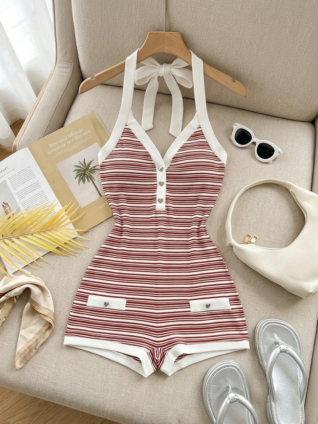vintage red white striped contrast
