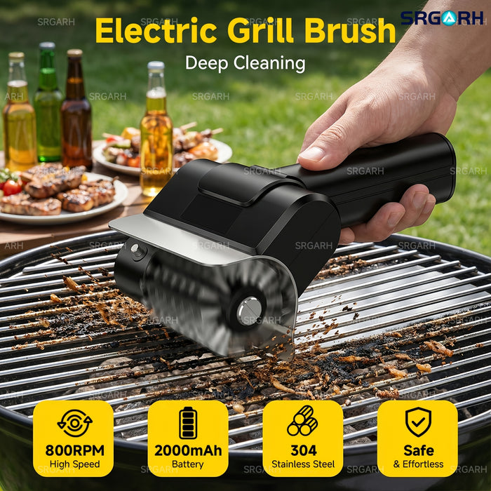 cordless electric grill brush 800 rpm rotating grill cleaner