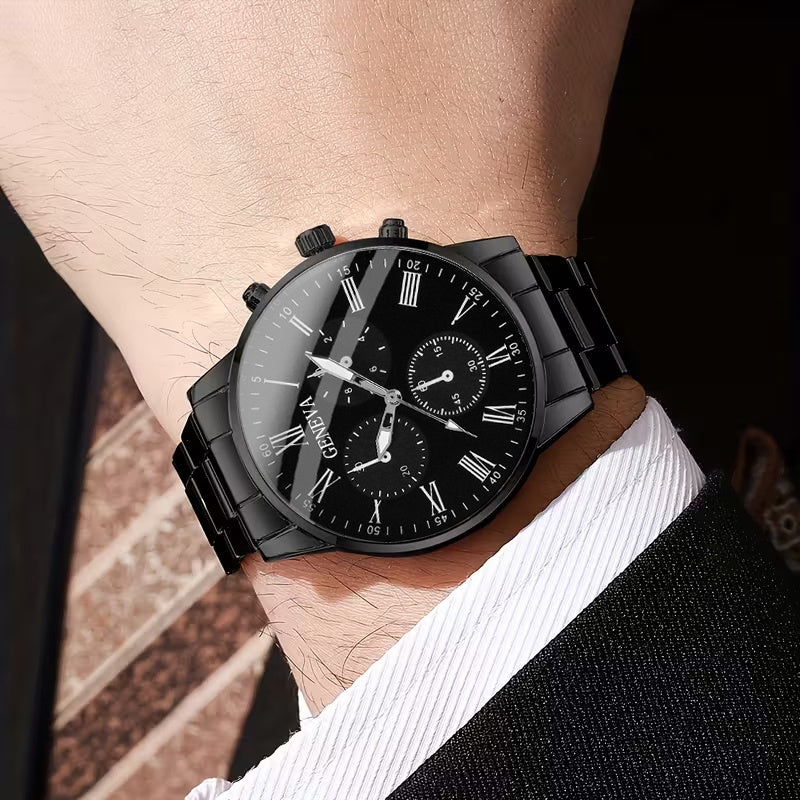 2pcs unisex fashion casual quartz watch combo set perfect